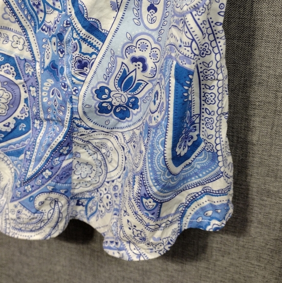 Etro Paisley Button Shirt Womens 42 Made in Italy Blue White Artsy Retro 90s Y2K - Picture 4 of 7